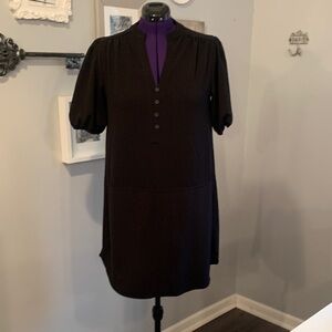 Black Tunic Dress with button Accent